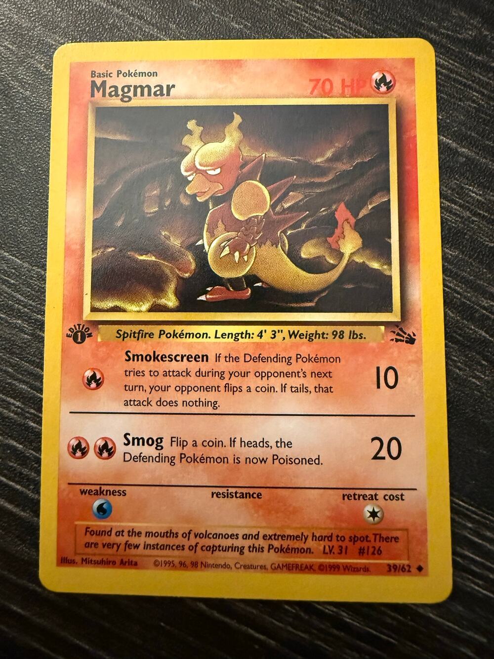 Pokémon Ungraded 1st Edition Magmar 1999 Fossil Expansion Trading Card Game